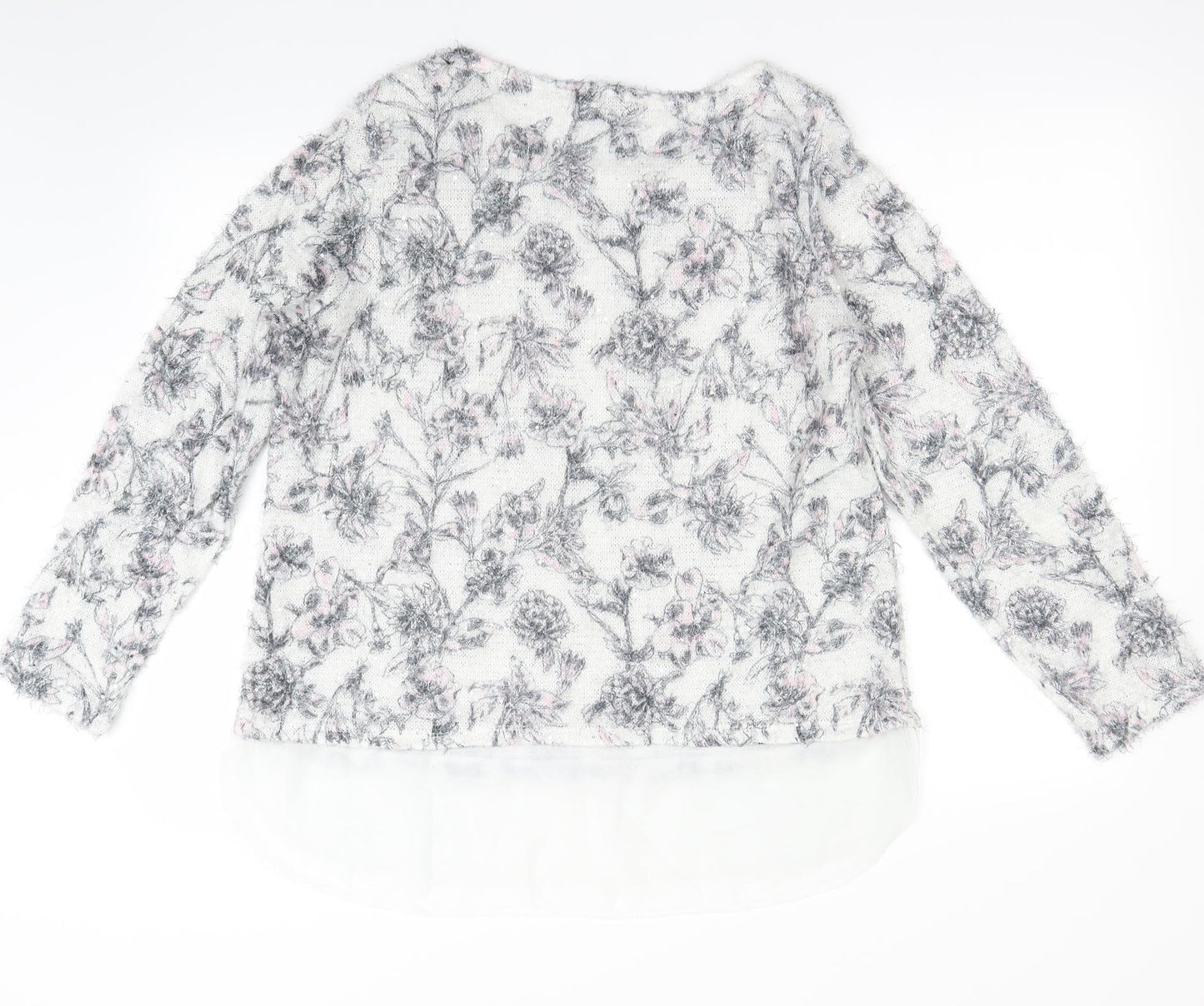 George Womens White Floral  Pullover Jumper Size 18