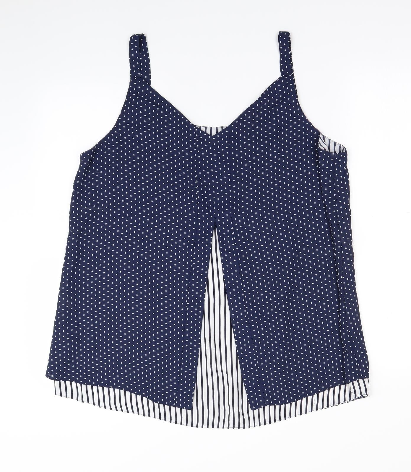 Nutmeg Womens Blue Polka Dot  Camisole Tank Size 16
