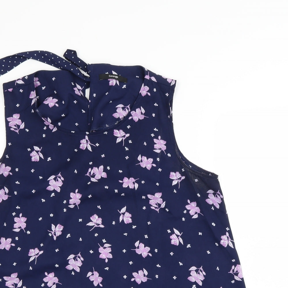 George Womens Blue Polka Dot  Basic Tank Size 16