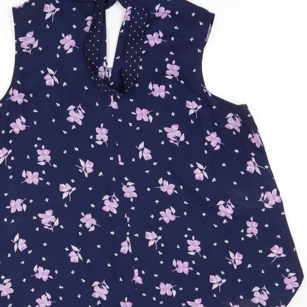 George Womens Blue Polka Dot  Basic Tank Size 16