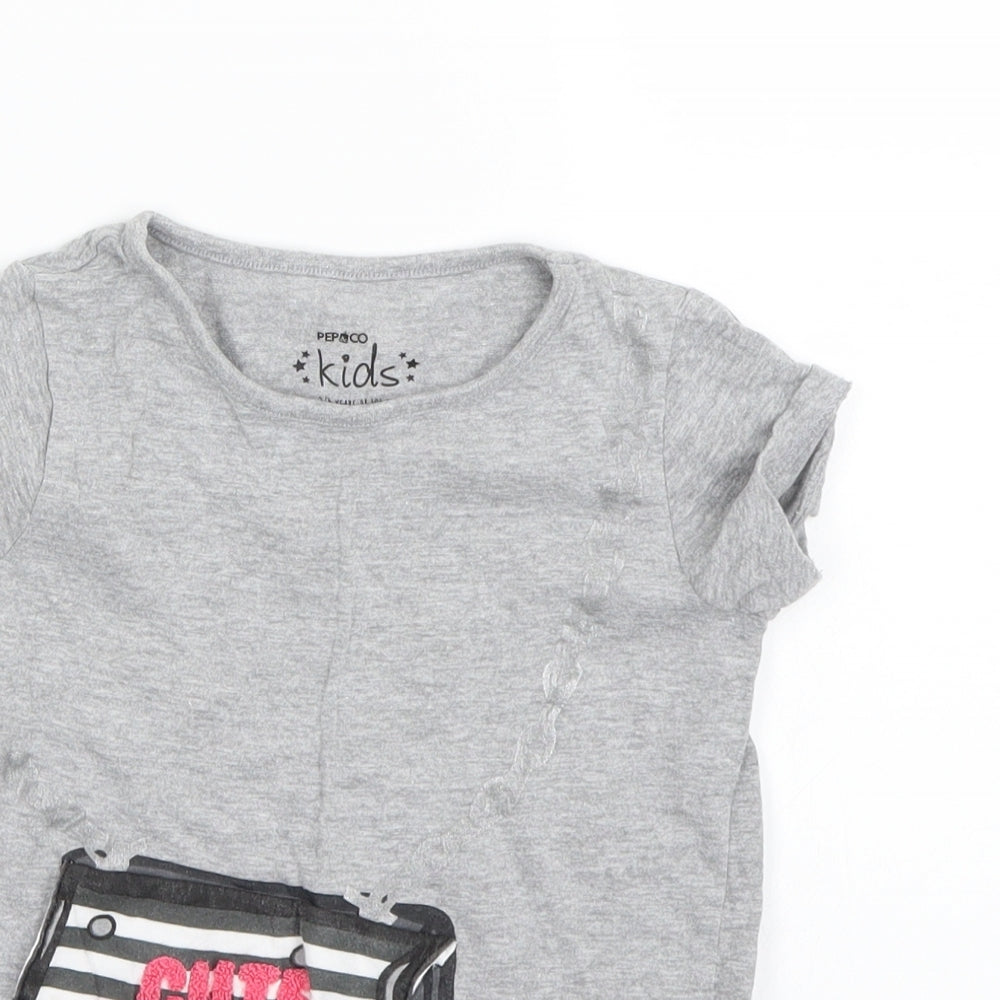 pep&co  Girls Grey   Basic T-Shirt Size 3 Years