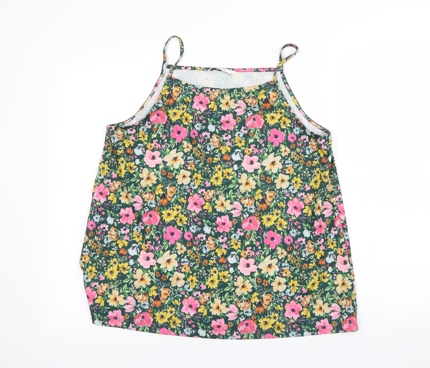 TU Womens Green Floral  Basic Tank Size 12