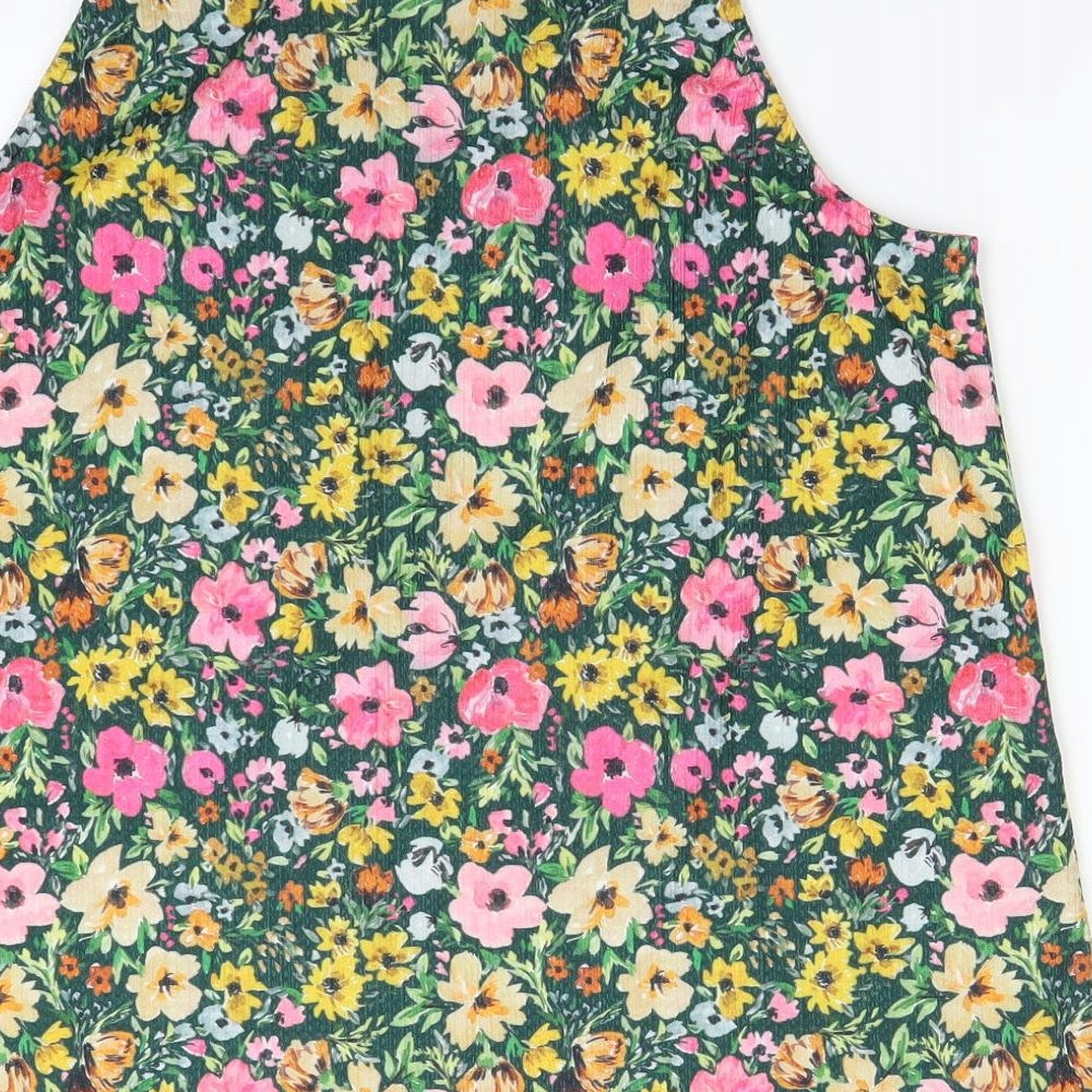 TU Womens Green Floral  Basic Tank Size 12