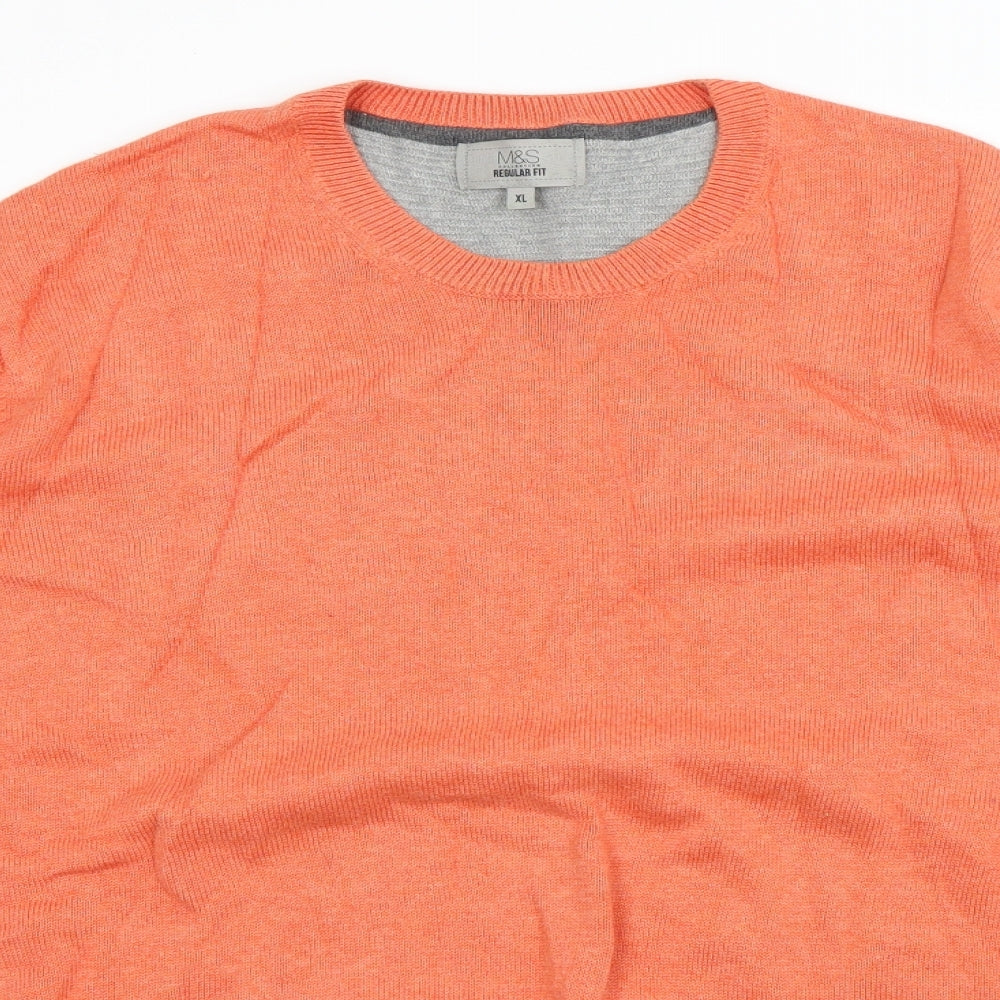 m&S Mens Orange   Pullover Jumper Size XL