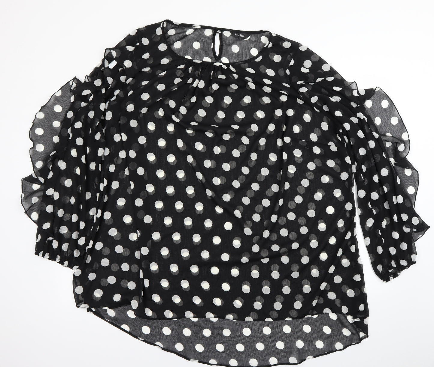 Evans Womens Black Polka Dot  Basic Blouse Size 24