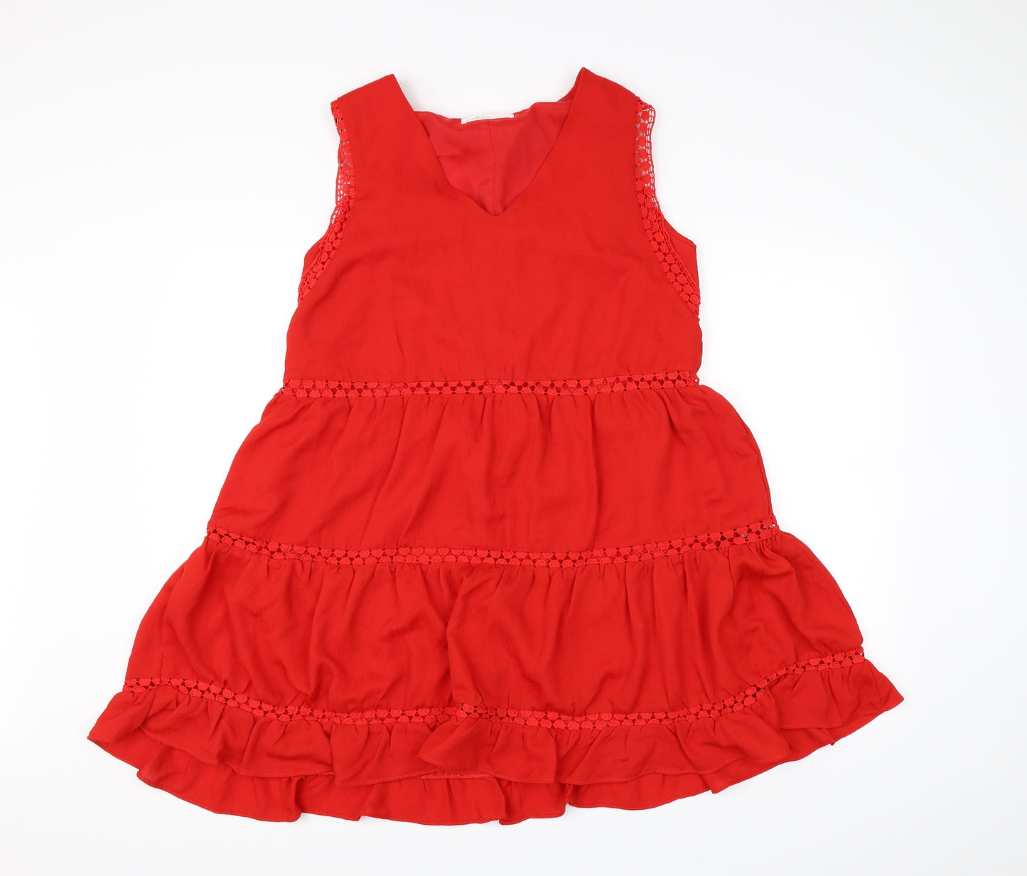 Lovie Womens Red  Chiffon Basic Blouse Size XL