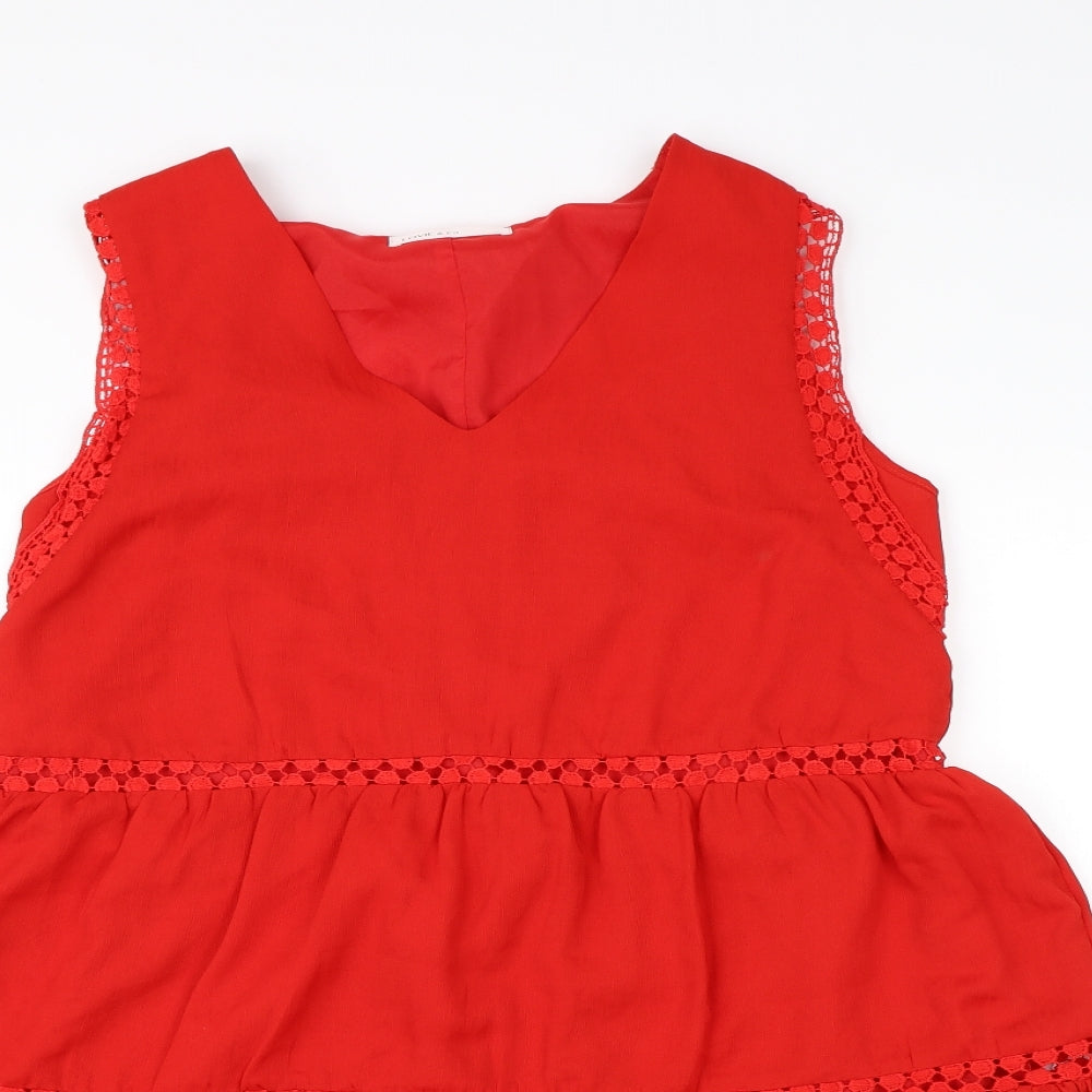 Lovie Womens Red  Chiffon Basic Blouse Size XL