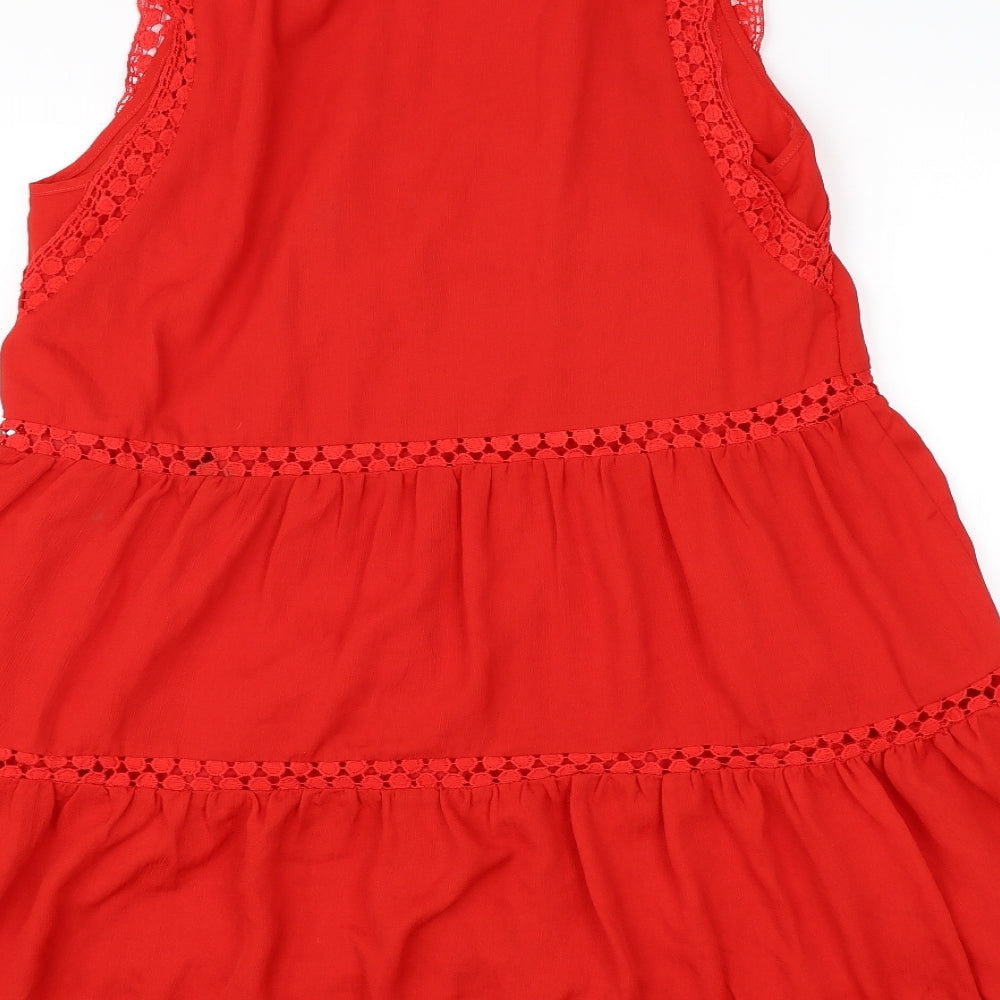 Lovie Womens Red  Chiffon Basic Blouse Size XL
