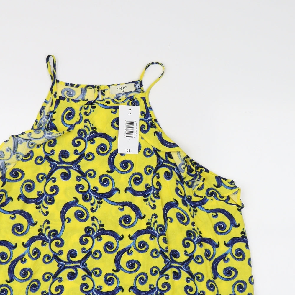 Papaya Womens Yellow Floral  Camisole Tank Size 18