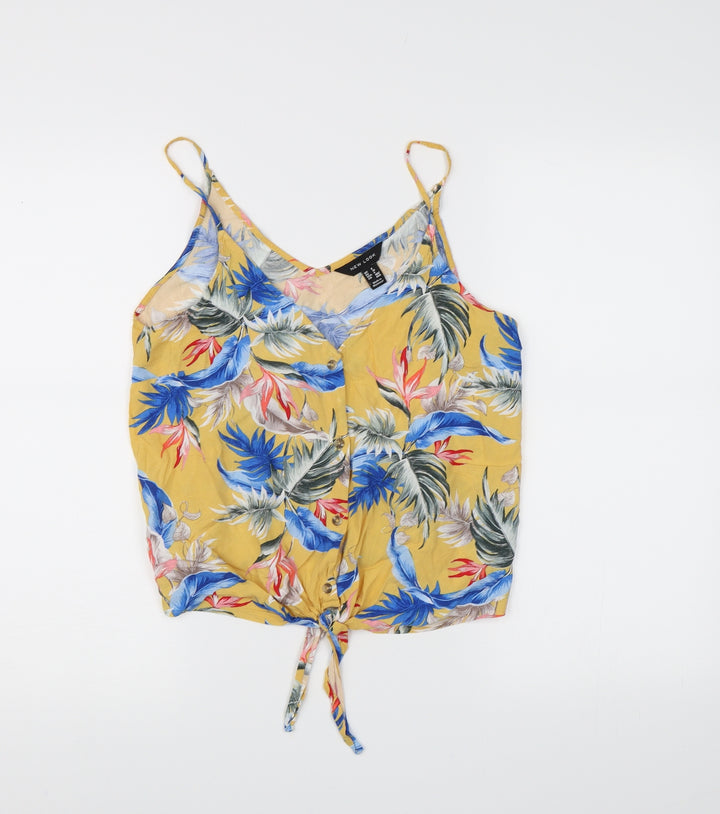 New Look Womens Yellow Floral Camisole Tank Size 8