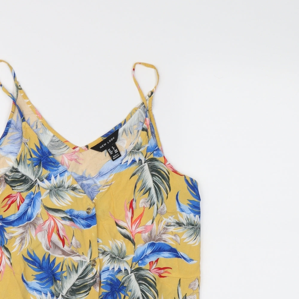 New Look Womens Yellow Floral  Camisole Tank Size 8