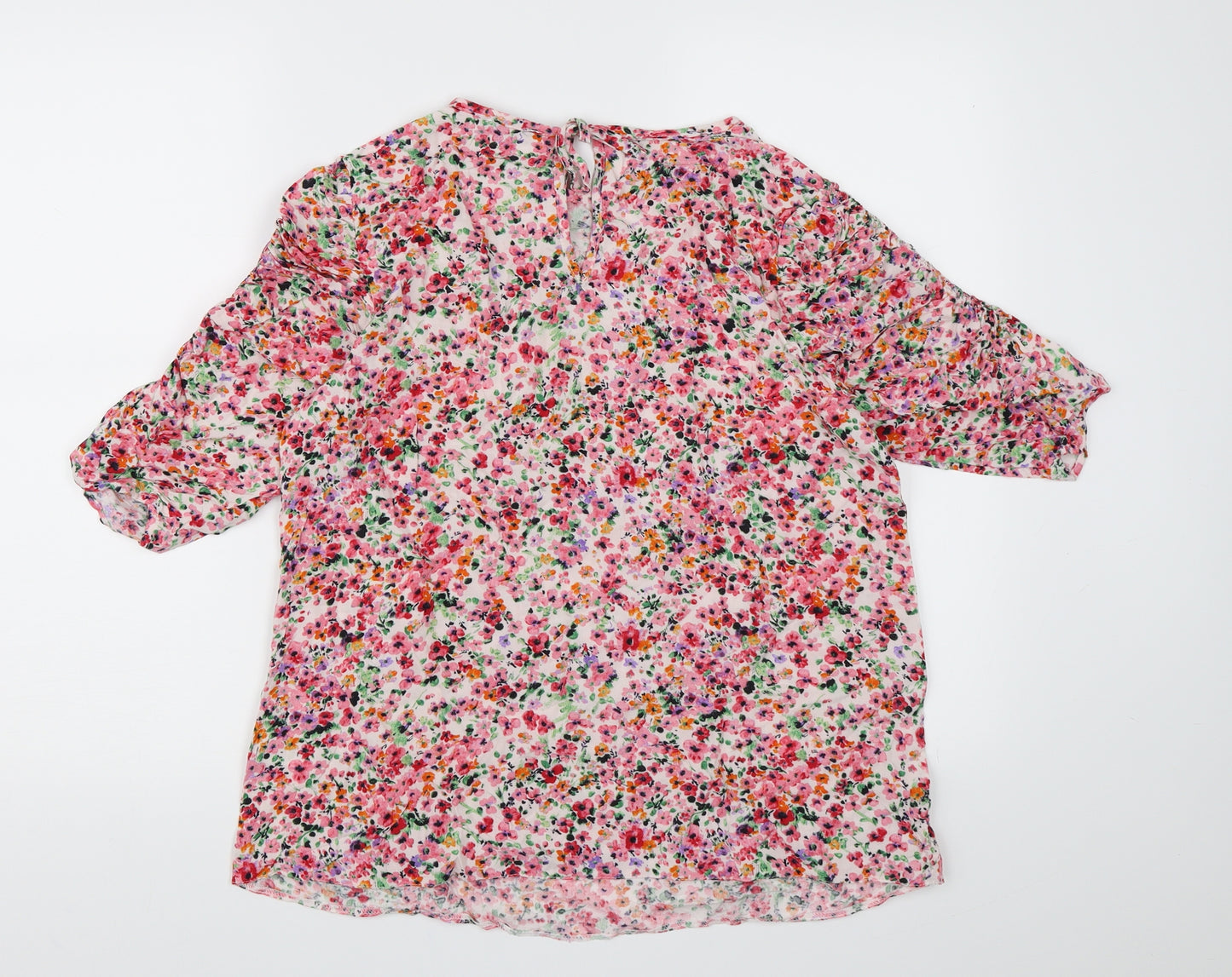 Papaya Womens Pink Floral  Basic Blouse Size 14