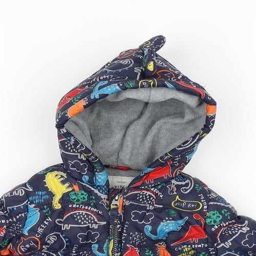 George Boys Blue   Basic Coat Coat Size 9-12 Months  - Dinosaur