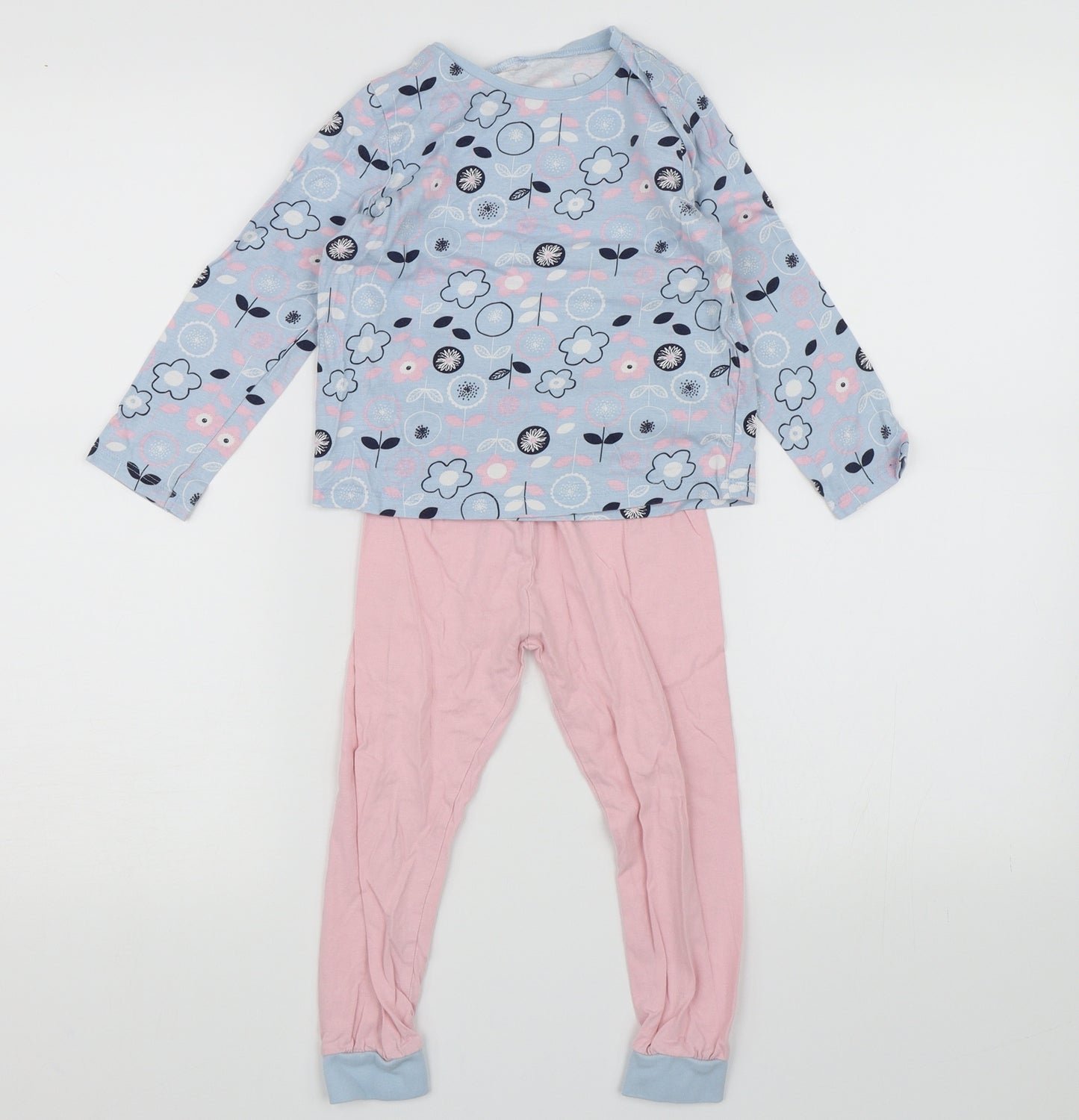 George Girls Blue Floral  Top Pyjama Set Size 3-4 Years