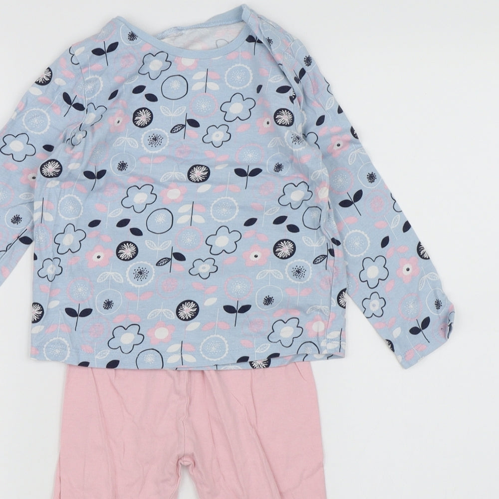 George Girls Blue Floral  Top Pyjama Set Size 3-4 Years