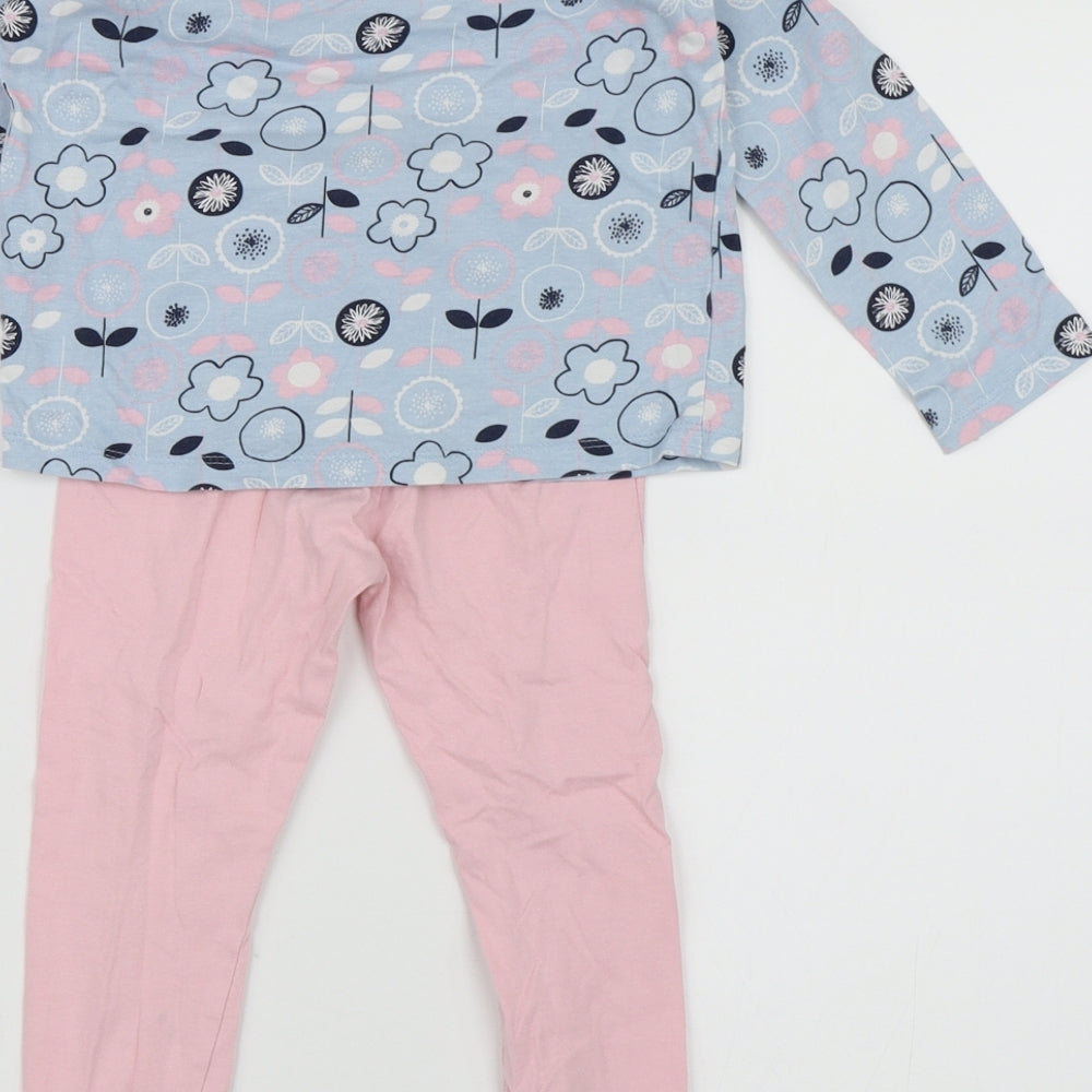 George Girls Blue Floral  Top Pyjama Set Size 3-4 Years