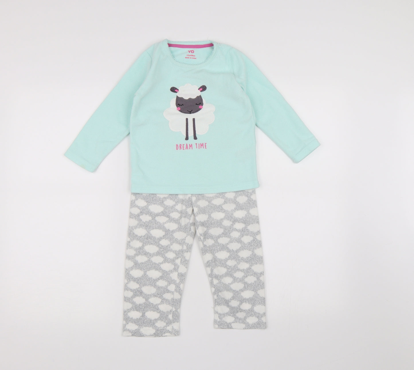 Young Dimension Girls Blue  Fleece Top Pyjama Set Size 2-3 Years
