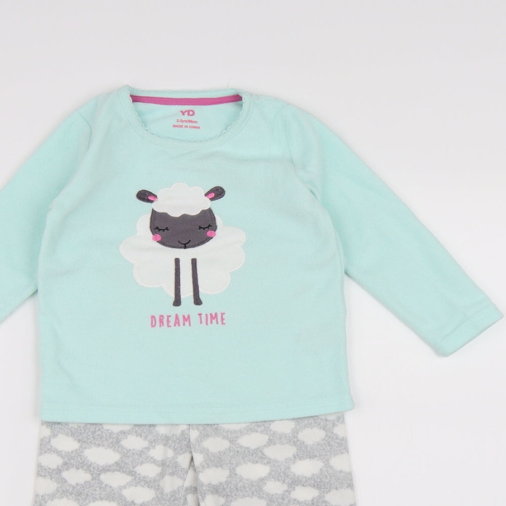 Young Dimension Girls Blue  Fleece Top Pyjama Set Size 2-3 Years