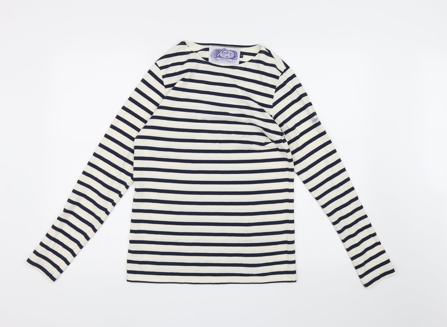 clubdemer Womens White Striped  Basic T-Shirt Size S