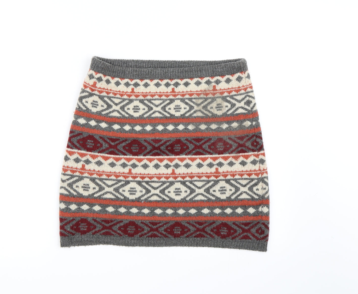 Preworn Womens Multicoloured Geometric Knit A-Line Skirt