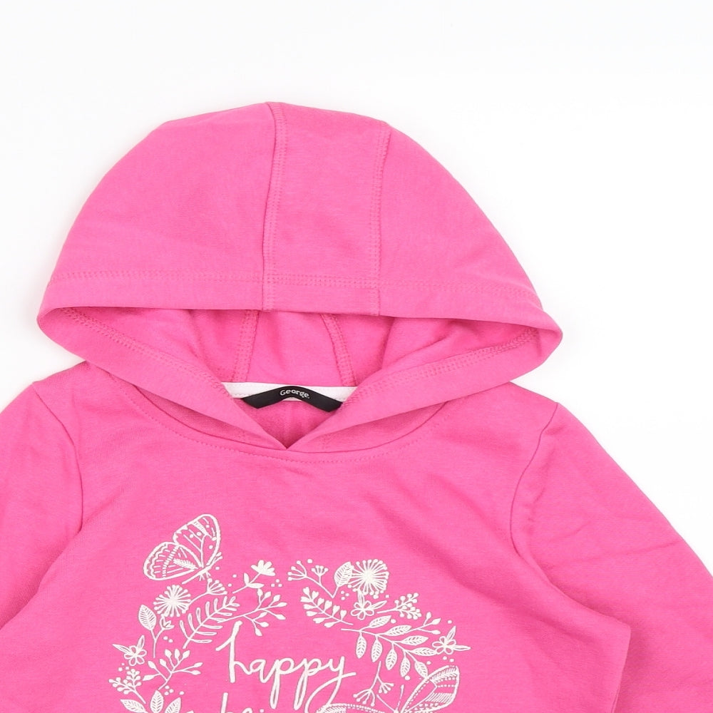 George Girls Pink  Jersey Pullover Hoodie Size 6-7 Years