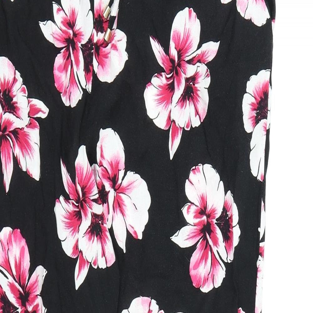 F&F Womens Black Floral  Trousers  Size 14 L27 in