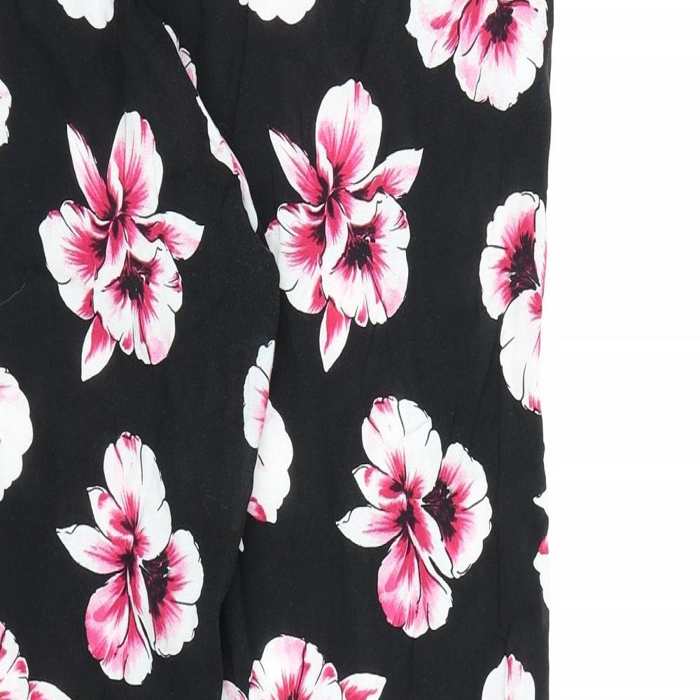 F&F Womens Black Floral  Trousers  Size 14 L27 in