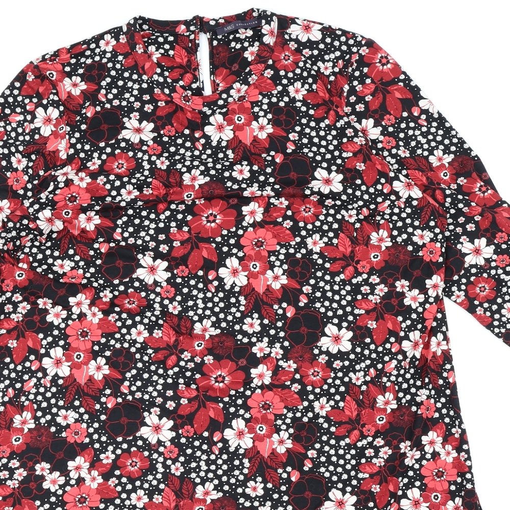 Marks and Spencer Womens Black Floral  A-Line  Size 20