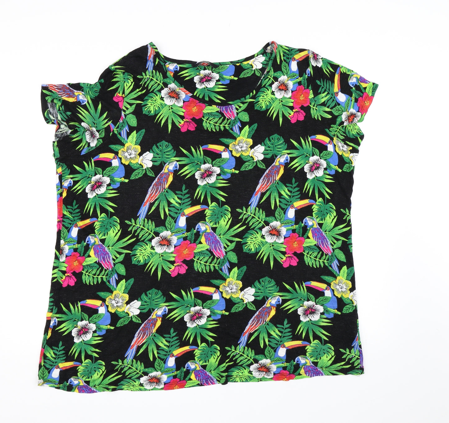 George Womens Black Floral  Basic T-Shirt Size 20