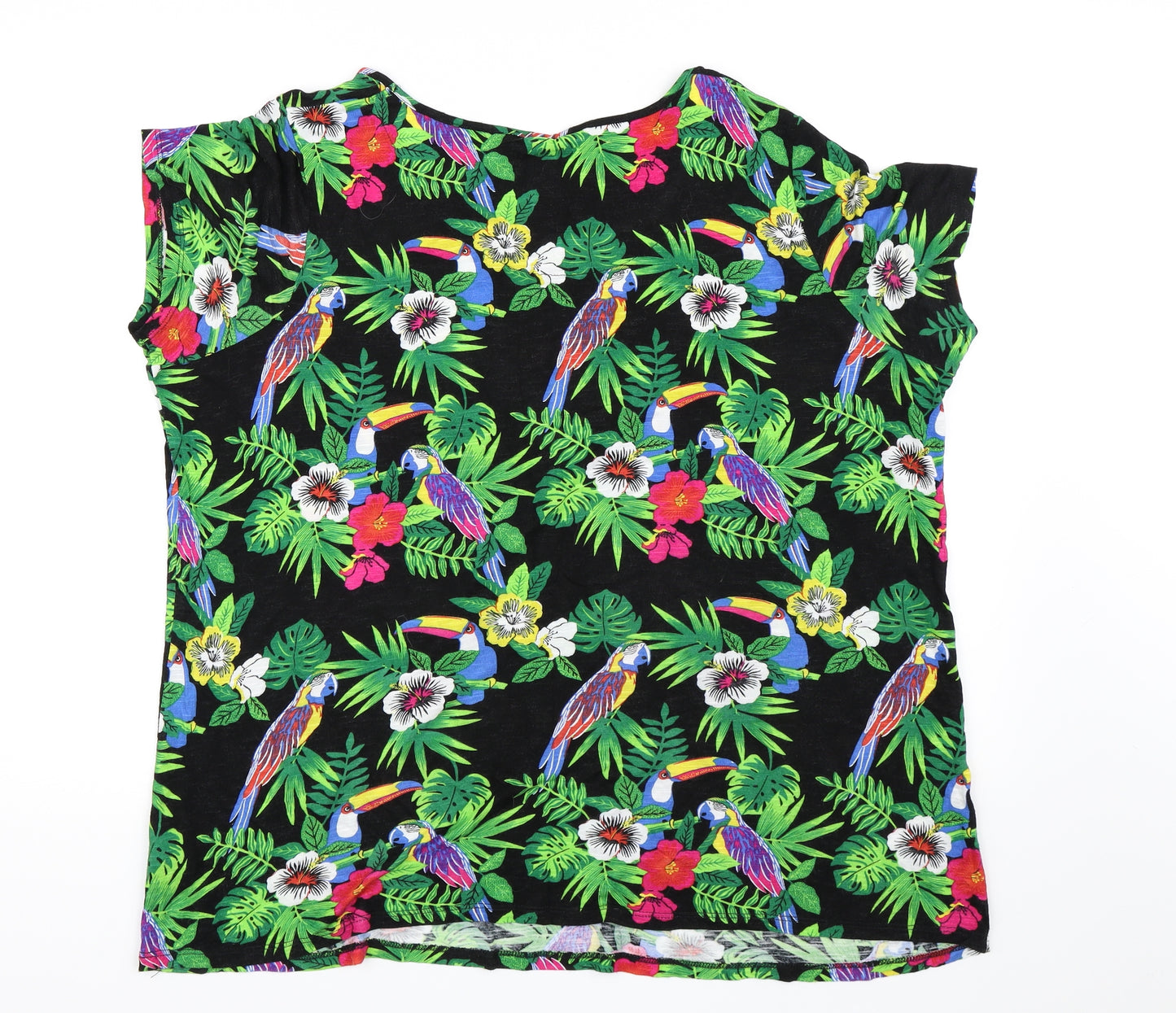 George Womens Black Floral  Basic T-Shirt Size 20