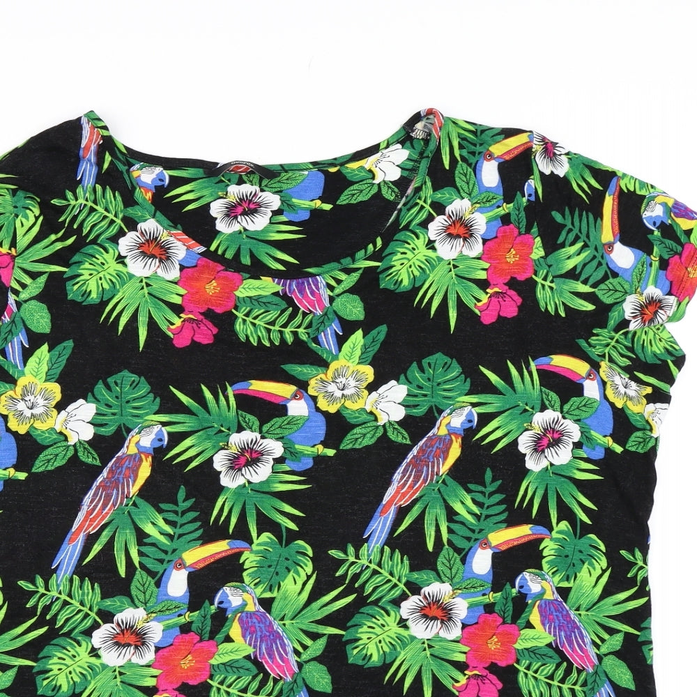 George Womens Black Floral  Basic T-Shirt Size 20