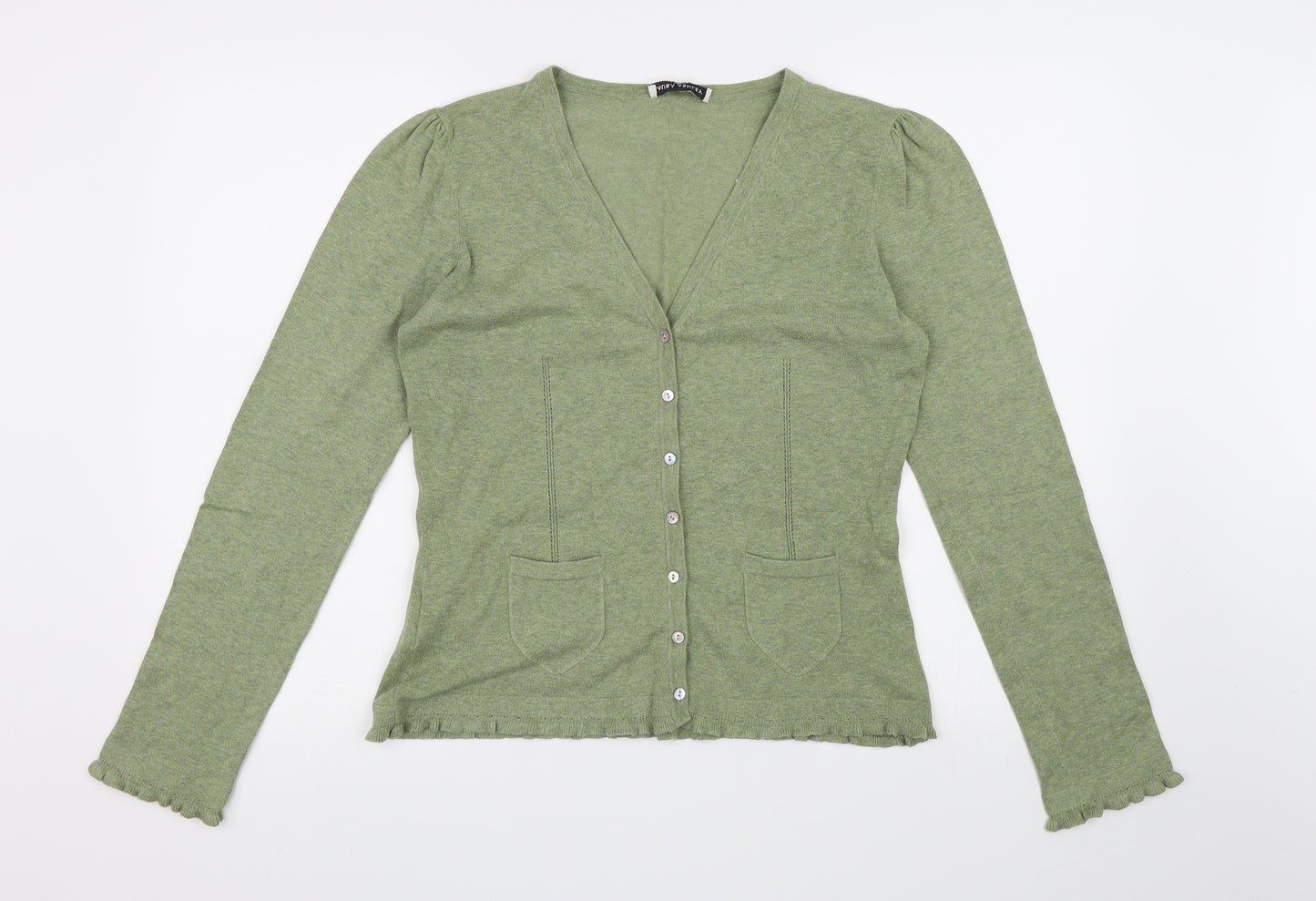 Laura Ashley Womens Green  Knit Cardigan Jumper Size 12