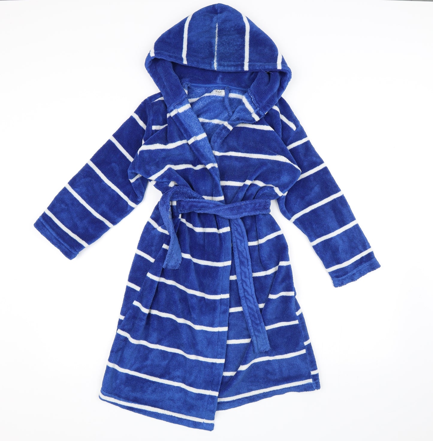 F&F Boys Black Striped Fleece  Gown Size 8-9 Years