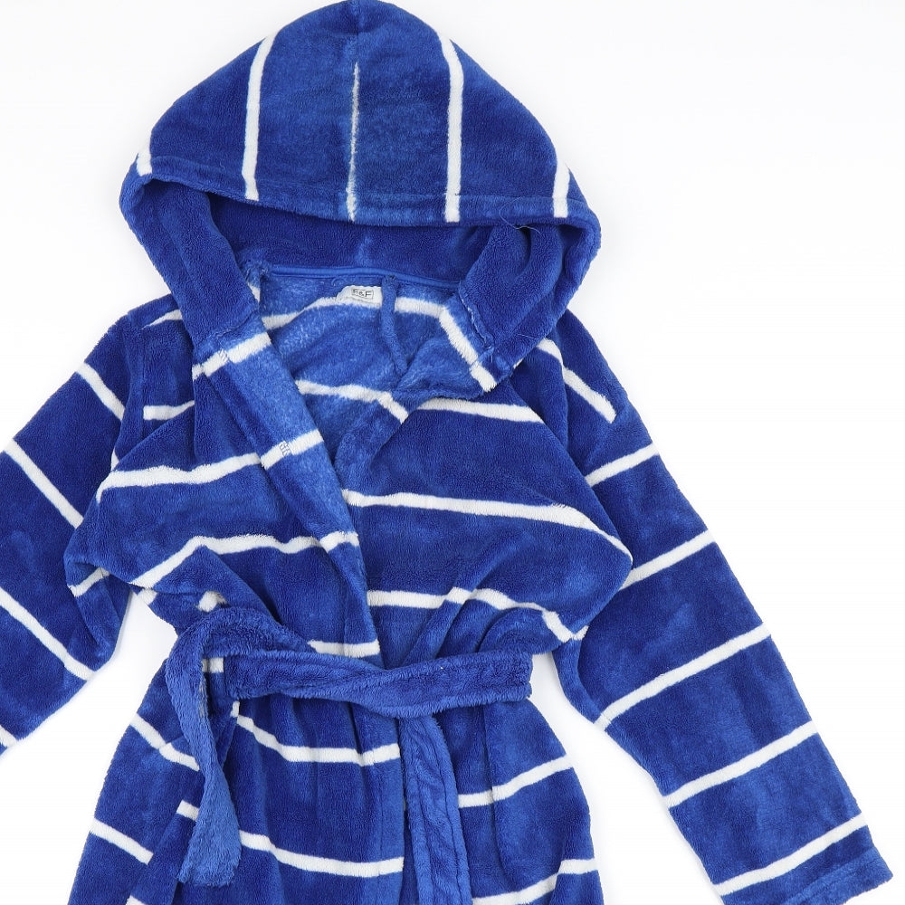 F&F Boys Black Striped Fleece  Gown Size 8-9 Years