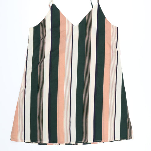 SheIn Womens Green Striped Chiffon Camisole Tank Size L
