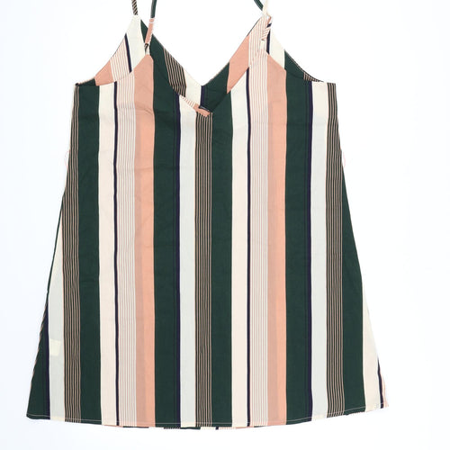 SheIn Womens Green Striped Chiffon Camisole Tank Size L