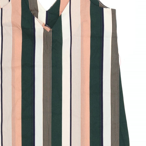 SheIn Womens Green Striped Chiffon Camisole Tank Size L