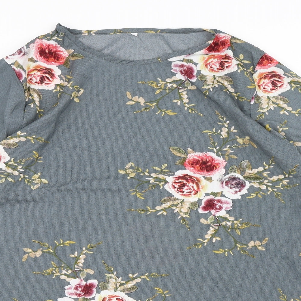 Preworn Womens Grey Floral  A-Line  Size 2XL
