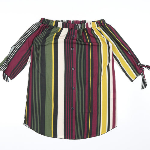 Quiz Womens Multicoloured Striped Chiffon Shirt Dress  Size 12