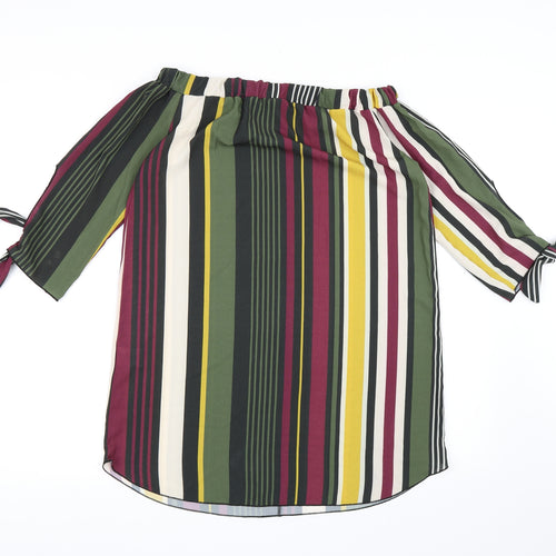 Quiz Womens Multicoloured Striped Chiffon Shirt Dress  Size 12