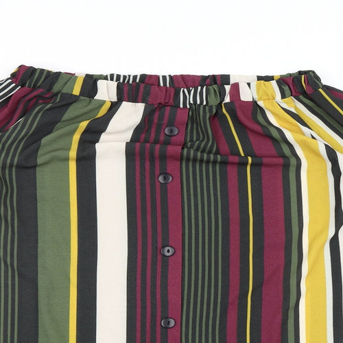 Quiz Womens Multicoloured Striped Chiffon Shirt Dress  Size 12