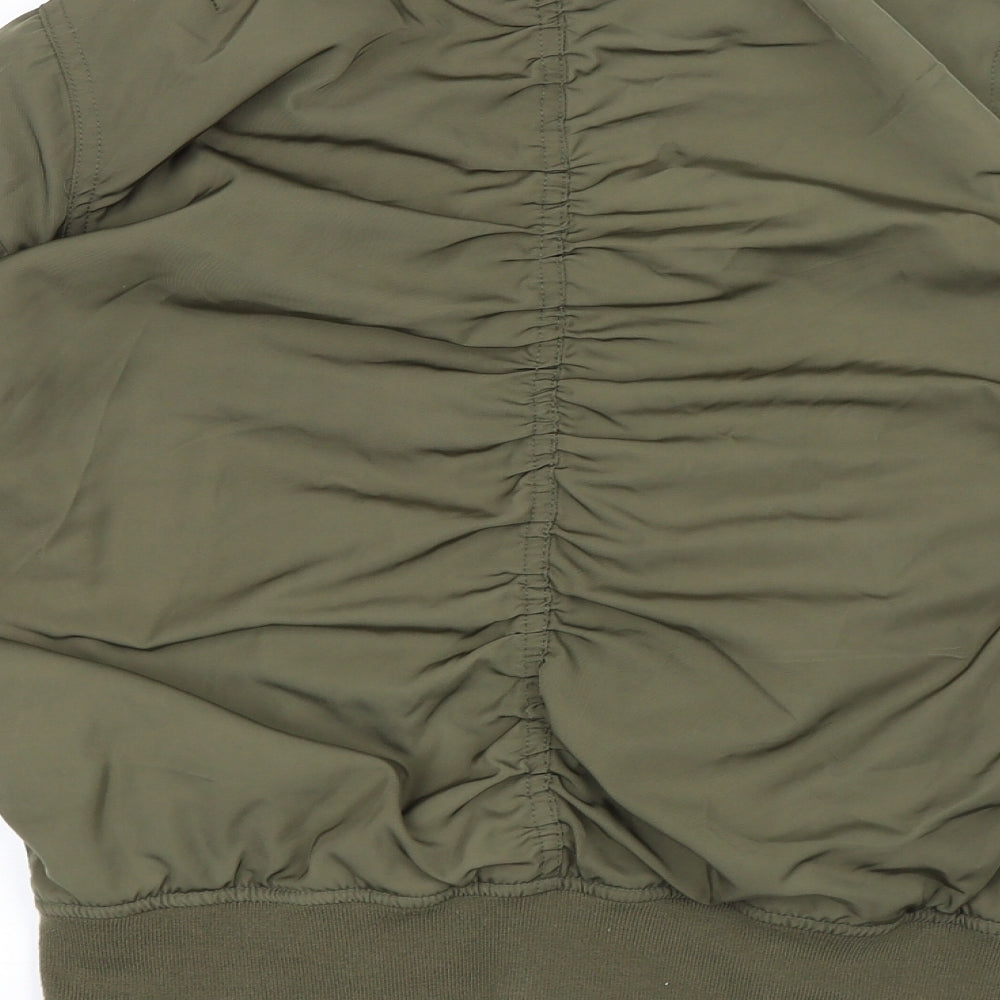 Missguided Womens Green   Bomber Jacket Jacket Size 6  - Ruched Sleeves