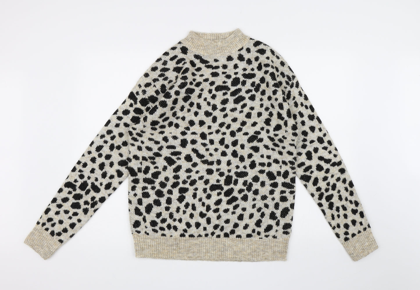 Dorothy Perkins Womens Beige Animal Print Knit Pullover Jumper Size 8