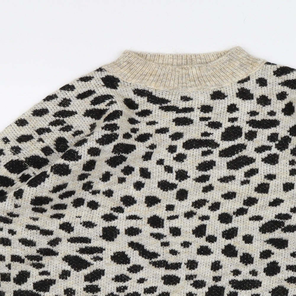 Dorothy Perkins Womens Beige Animal Print Knit Pullover Jumper Size 8