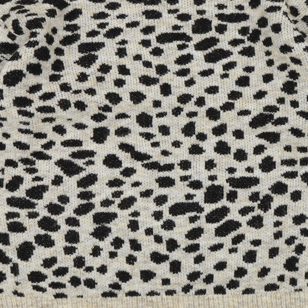 Dorothy Perkins Womens Beige Animal Print Knit Pullover Jumper Size 8