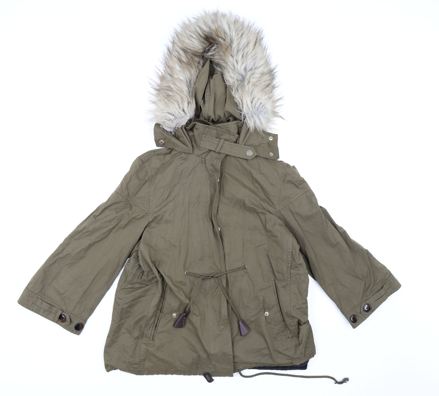 Zara Womens Green   Overcoat Coat Size S