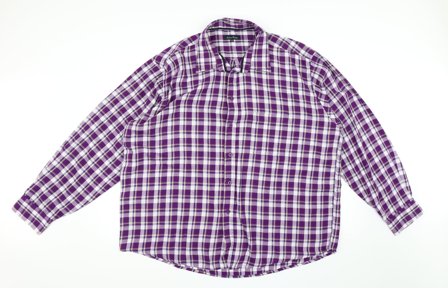 James Pringle Mens Purple Check   Button-Up Size 2XL