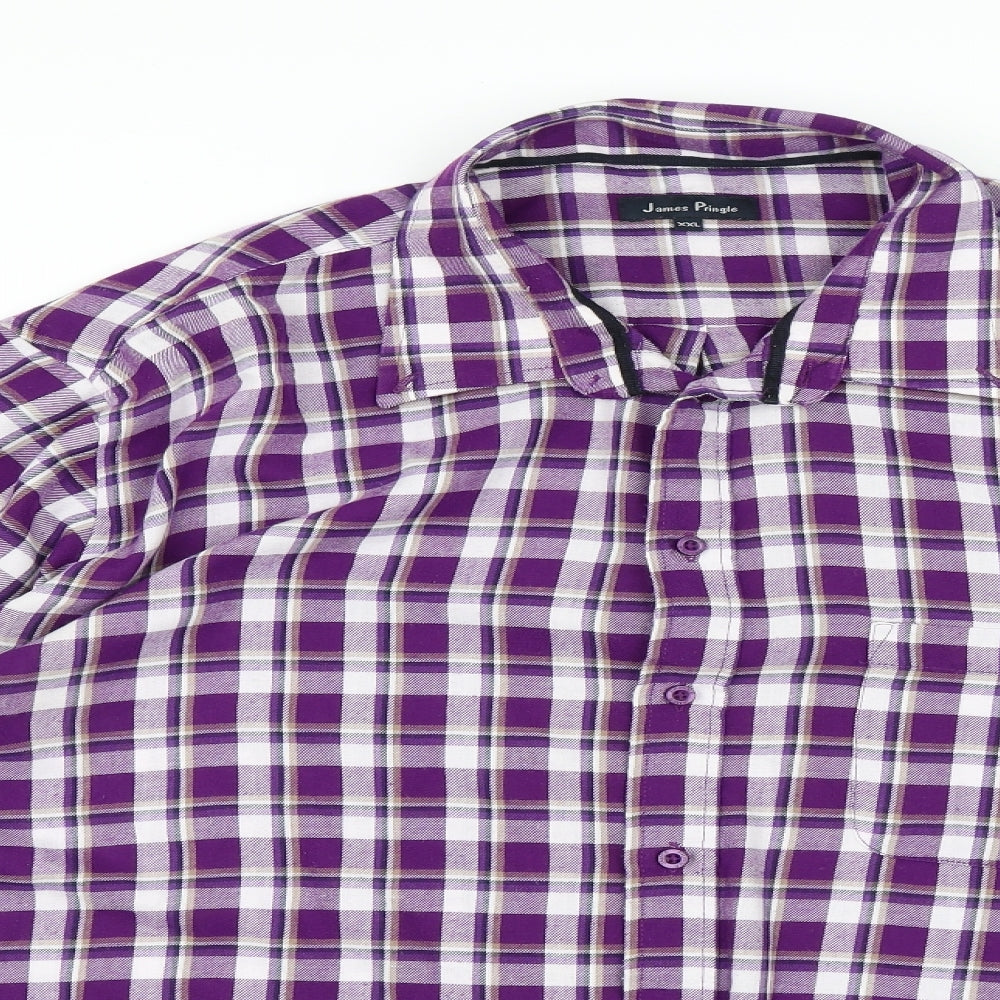 James Pringle Mens Purple Check   Button-Up Size 2XL