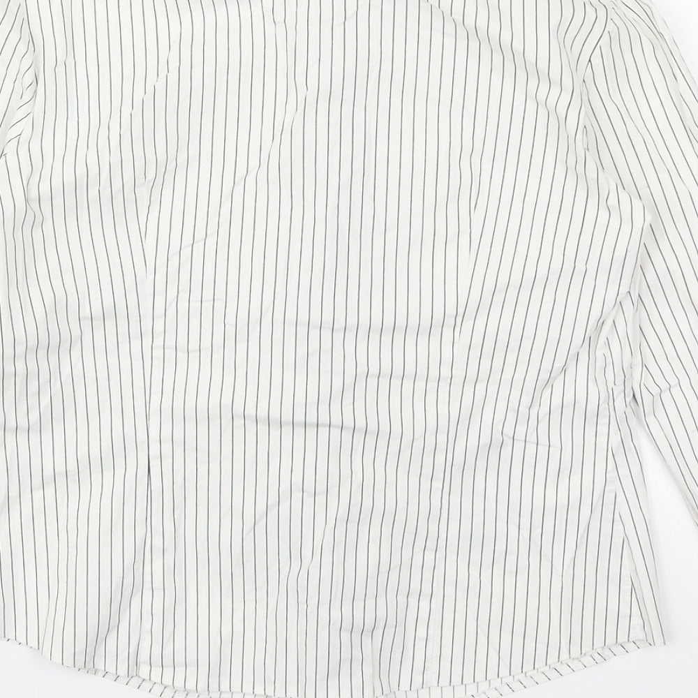 River Island Womens White Striped  Basic Button-Up Size 12
