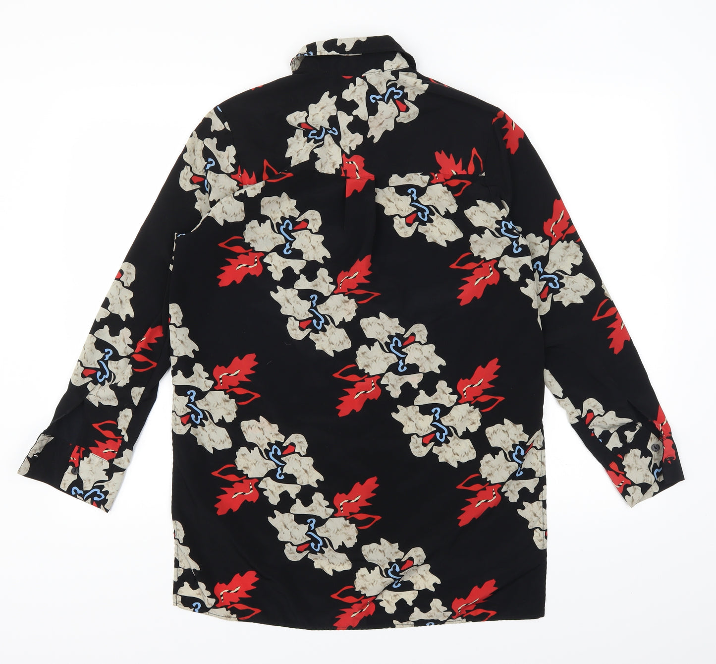 Topshop Womens Black Floral  Basic Button-Up Size 6